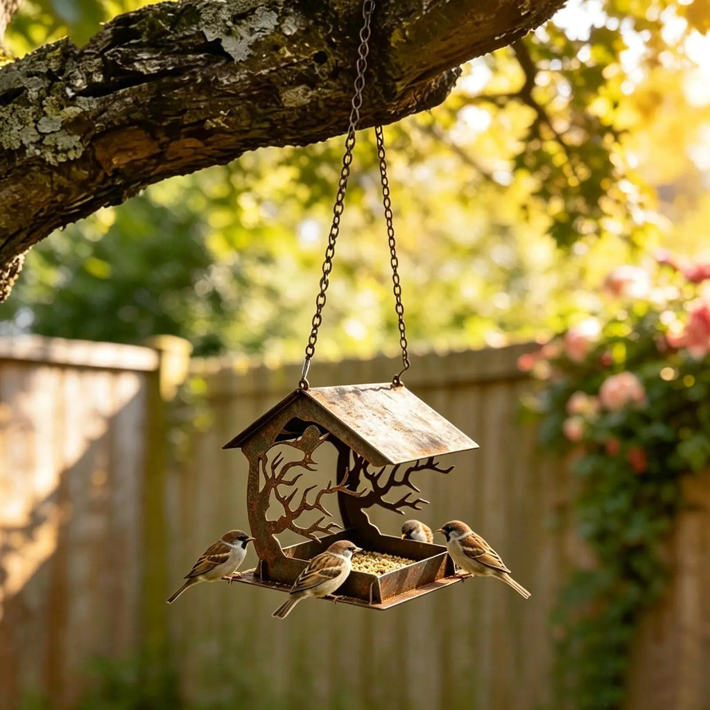 Bird Feeders For Outside Rainproof Large Capacity Feeding Dispenser Hangable Bird Feeder For Patio Lawn Backyard Balcony Qme