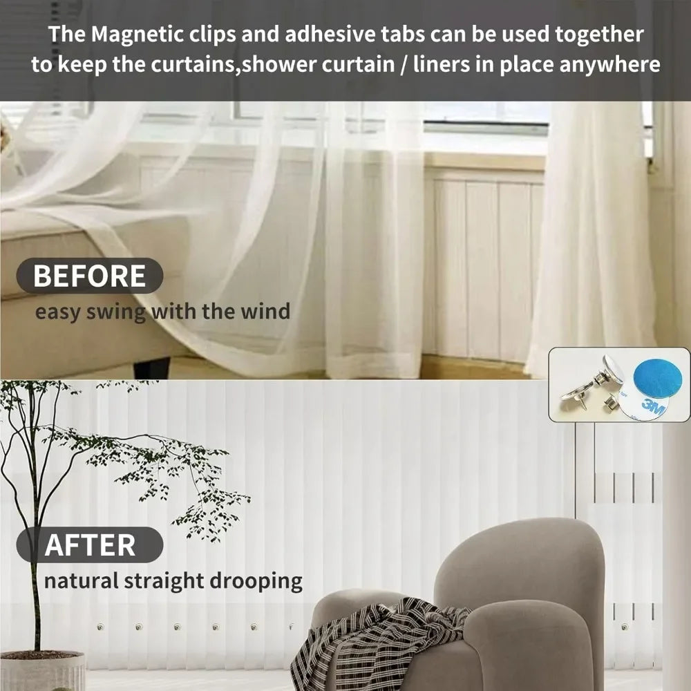 15Pairs Curtain Magnetic Buckle Detachable Curtain Magnet Buckle Suitable for Curtains - Install Wall Monted Magnetic Buckle Qme