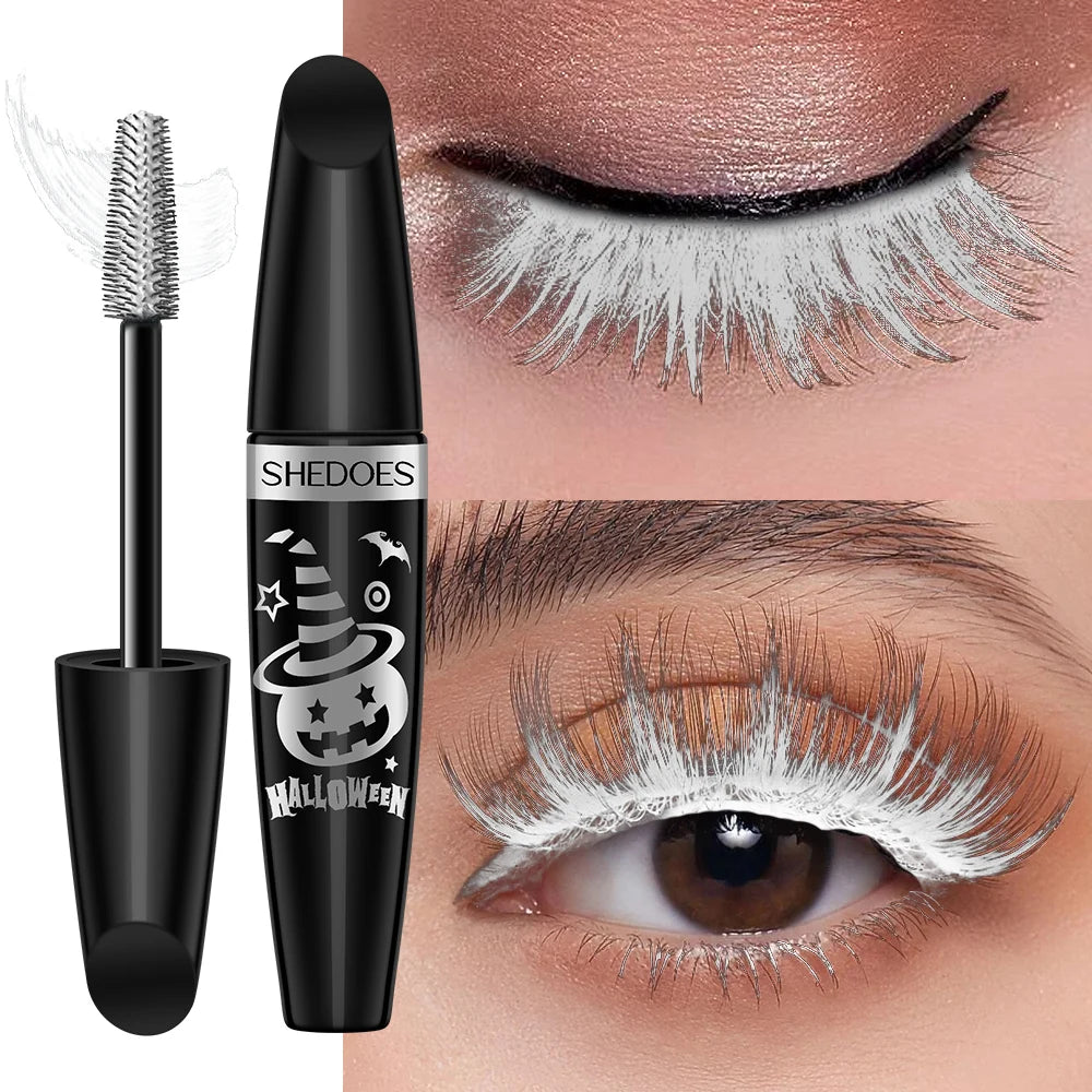 Halloween Eye Black Curly Thick Waterproof Sweat Proof Durable Qme white