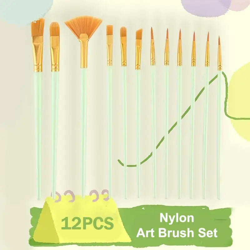 Nylon Bristle Brush Flat Brushes Watercolor Oil Paint Artists Amateur Qme A3