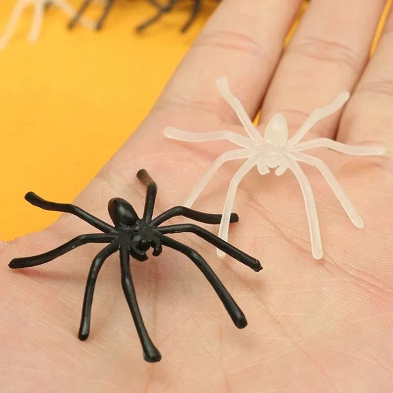 10Pcs Party DIY Decoration Halloween Luminous Rubber Fake Spider Plastic Figure Prank Funny Toy Home Halloween Party Decor Gift Qme