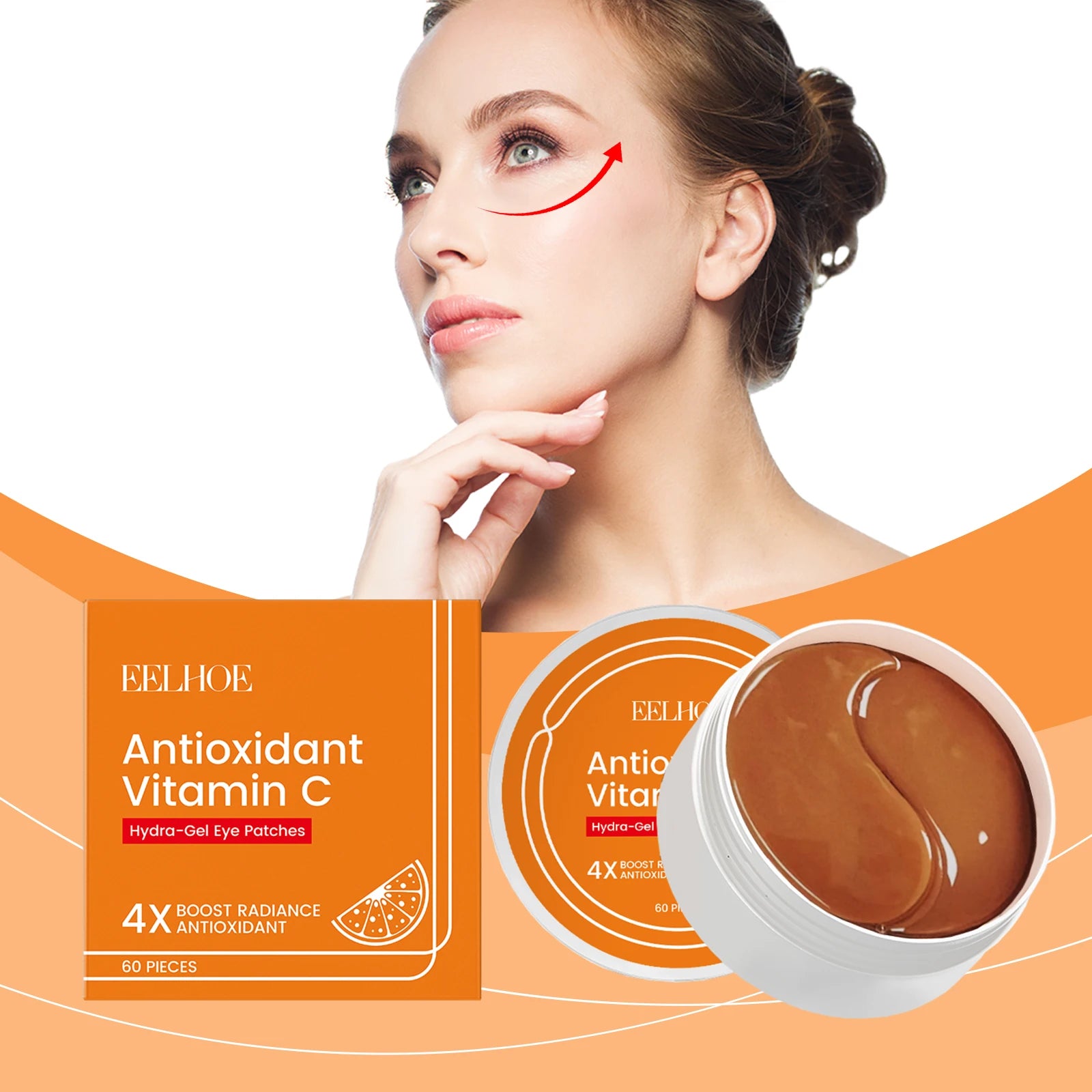 60Pcs Vitamin C Eye Patches Remescar Puffiness Dark Circles Bags Tightening Eye Skin Hyaluronic Acid Moisturizing Eye Mask Care Qme