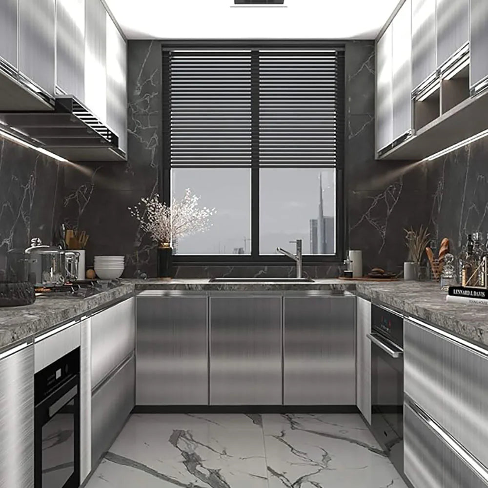 Decorative waterproof fireproof self-adhesive wallpaper 40cm brushed silver refrigerator living room kitchen countertop Qme