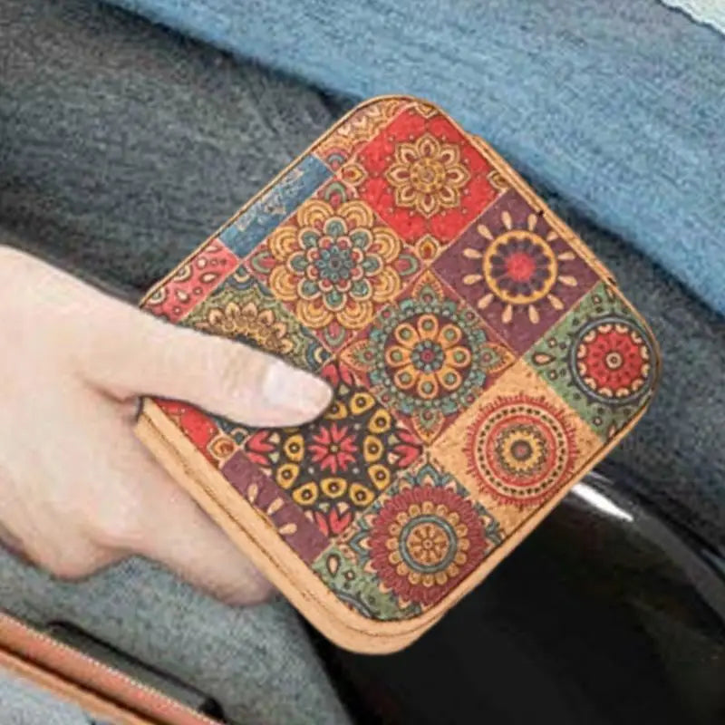 Jewelry Organizer Box Portable Retro Travel Storage Cloth Supplies Qme