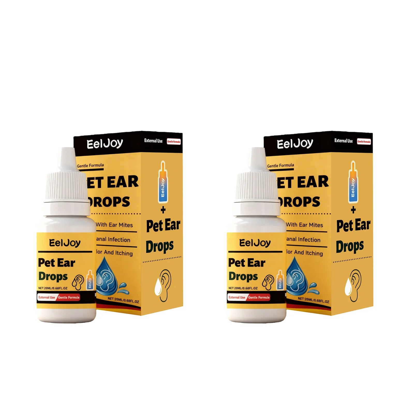 Pet Ear Care Drop Removing Earwax Eliminate Ear Mites Relieve Itching Prevent Infection Gentle Formula Pet Ear Cleaning Solution Qme 2 x 20ml Boxed