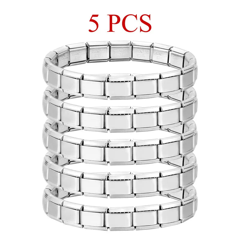 Dropship 5PCS Stretchable Square 9mm Italian Stainless Steel Premium Bracelets DIY Making For Womens Men Charm Jewelry Wholesale Qme 5PCS
