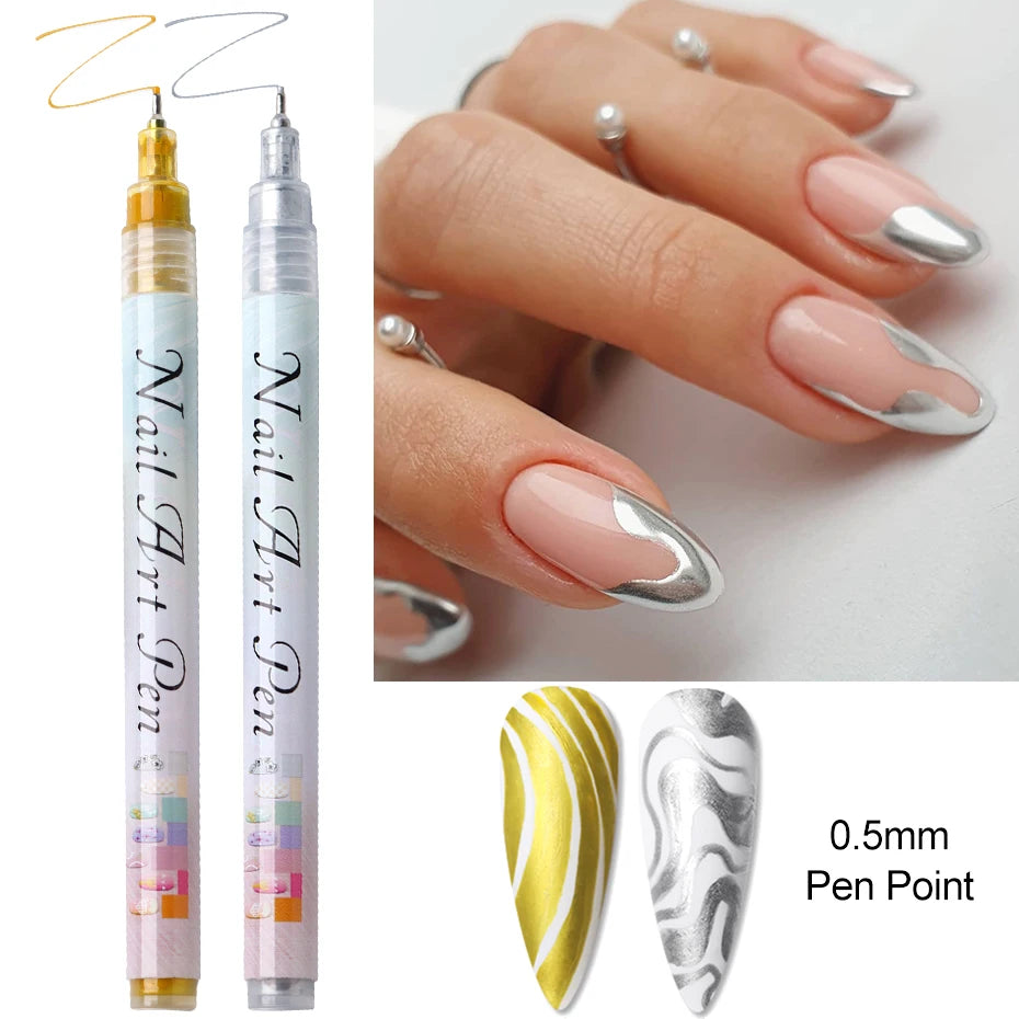 Nail Art Graffiti Pen Marker Drawing Abstract Lines Fine Detail Qme