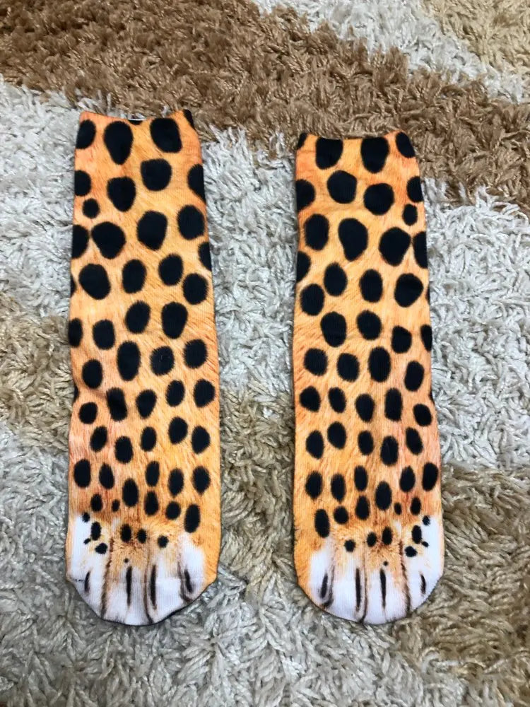 Funny Animal Paw Socks Cat Tiger Leg Toe Men Women Party Outdoor Qme