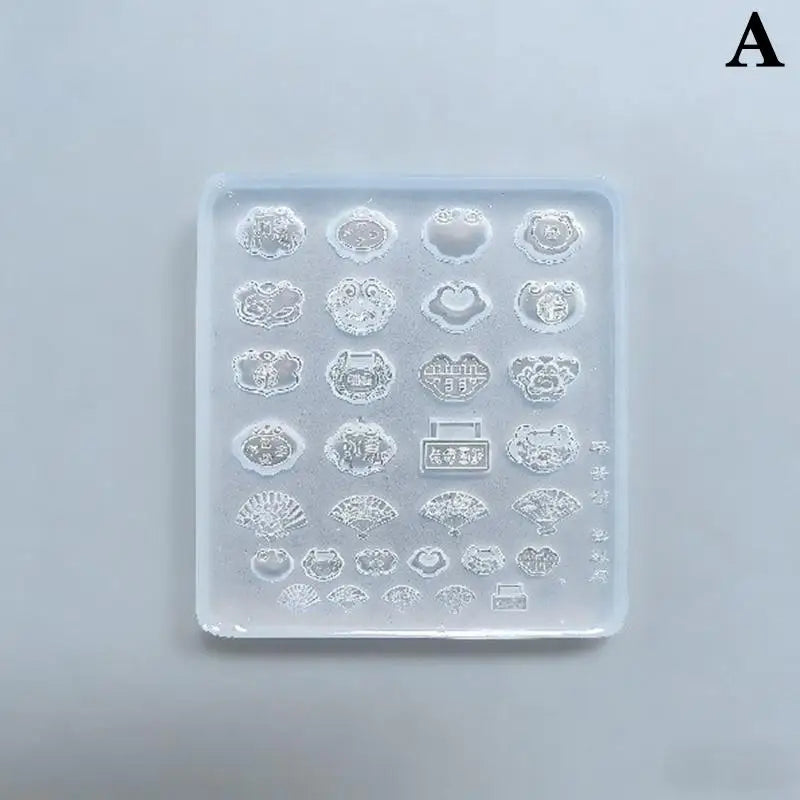 3D Silicone Chinese Peace Buckle Lock Nail Carving Mold Acrylic Gourd Qme A