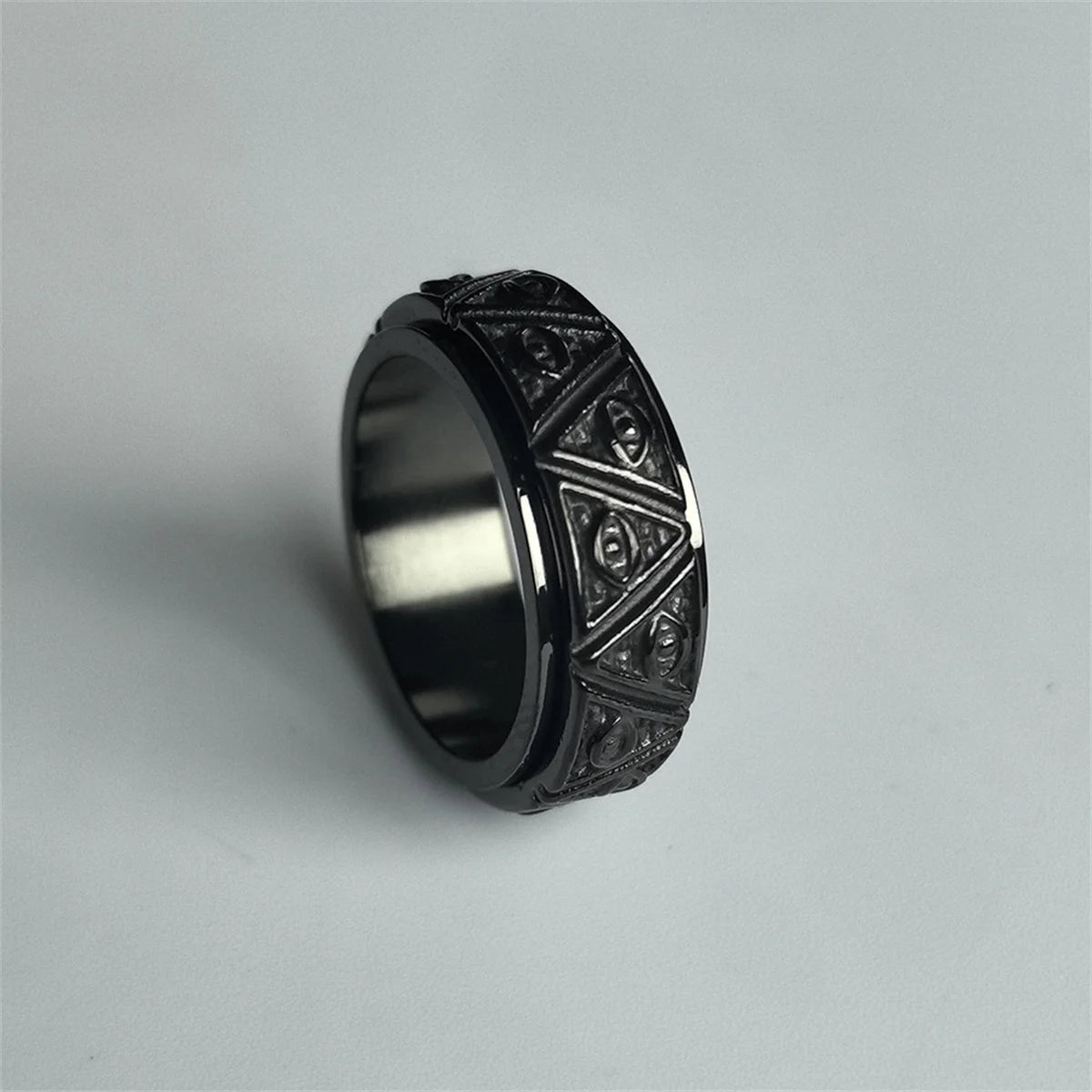 Vintage Punk Titanium Steel Evil Eyes Ring For Men Women Stress Relieving Anxiety Ring Carved Eyes Ring Jewelry Accessories Gift Qme hei 8