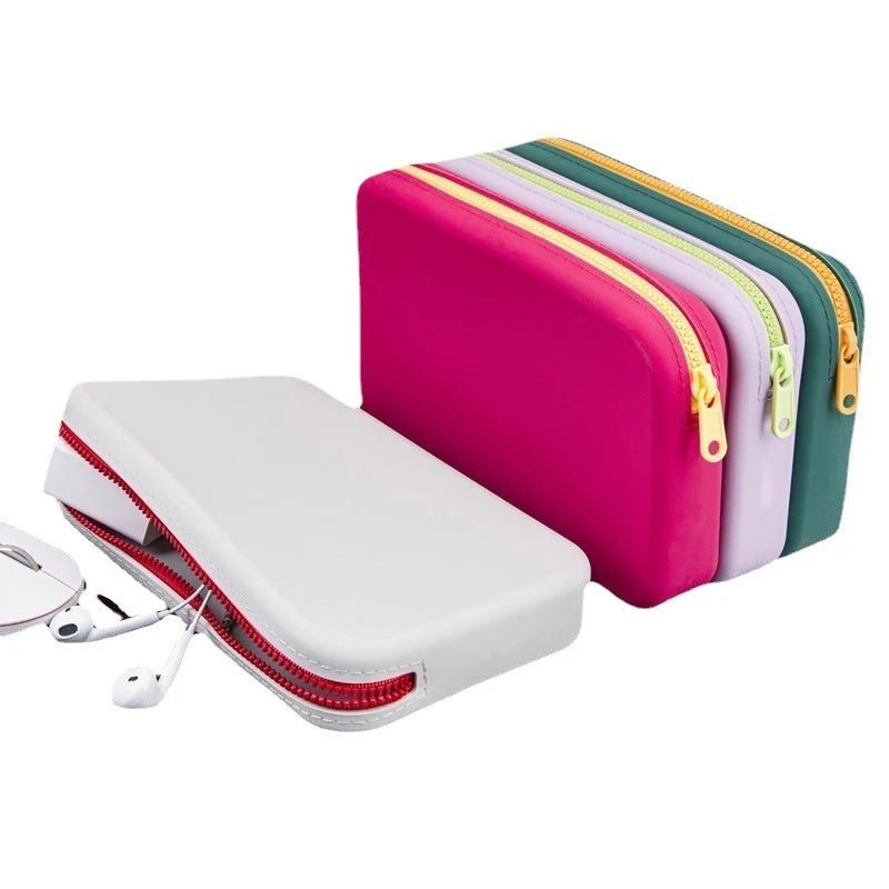 Portable Cosmetic Waterproof Organizer Square Silicone Storage Bag Qme