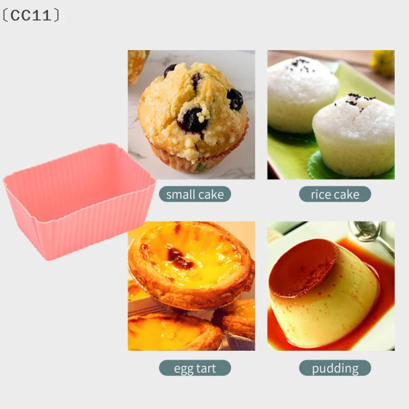 CC115 Silicone Cake Mold Rectang Muffin Cupcake Baking Molds Reusable Qme