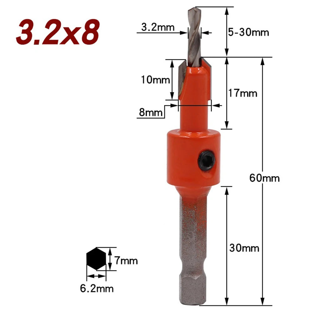 1 4 Woodworking Hex Shank Drills Bit Countersink Router Wood Drilling Qme C