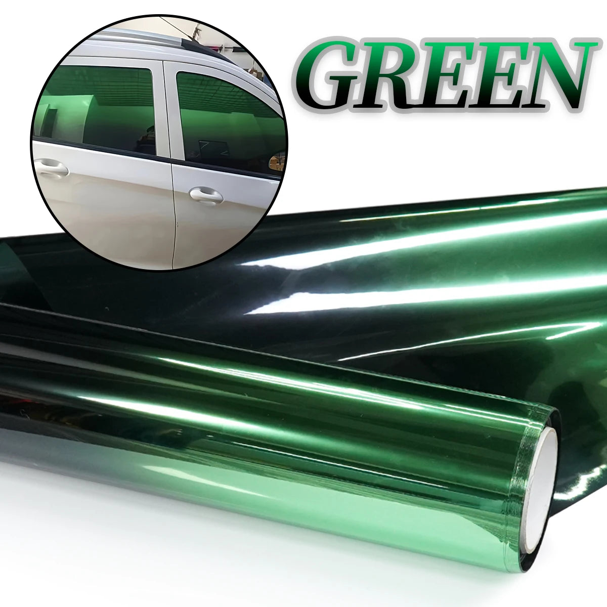 Gradient Solar Window Tint Film Color Changing Film Car Sun Shade Front Windshield Sunshade Protector Heat Insulation Universal Qme Green 50cmX3M