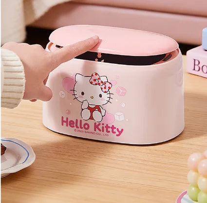 Hello Kitty Kuromi Desktop Trash Can Storage Bin for Cars, Home, Office, and Dining Rooms Plastic Trash Can Qme 1