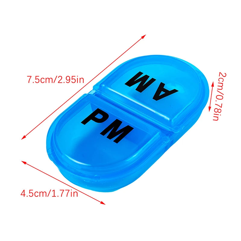 2 Grids Waterproof Pill Organizer Portable Oval Box Container Daily Qme
