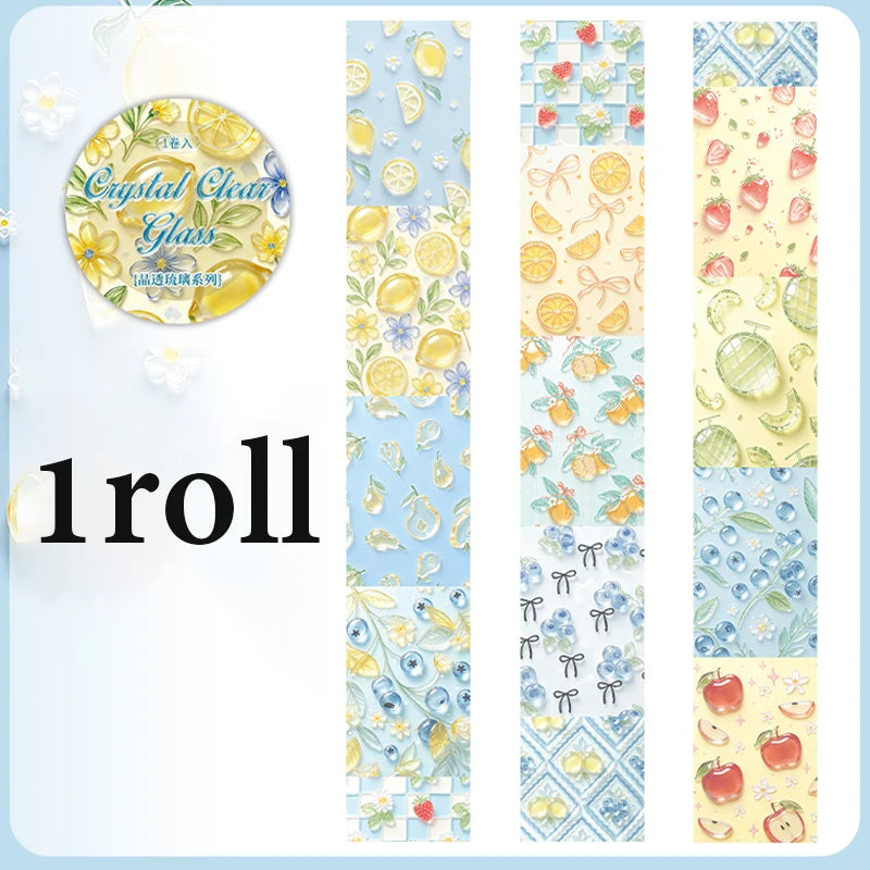 Transparent Glass Pattern Washi Tape, Decorative Background Tape for Journal Collage, Ideal for Holiday and Birthday Gifts Qme A
