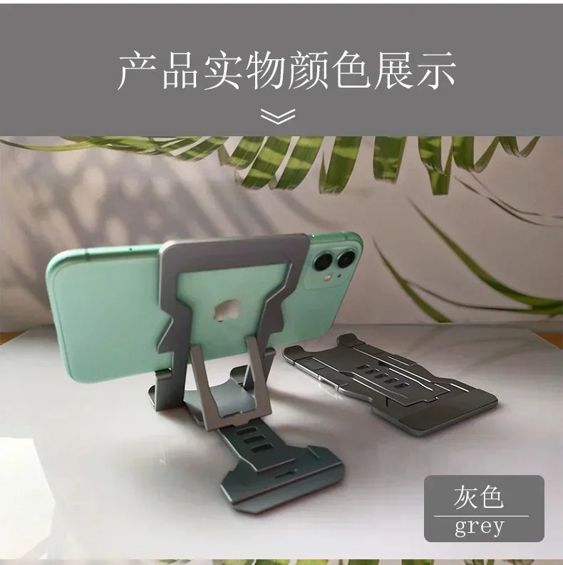 Cell Phone Stand Universal Tablet Desk Holder Adjustable Foldable Aluminum Desktop Stand for IPhone 12 11 Pro Max IPad Qme GRAY