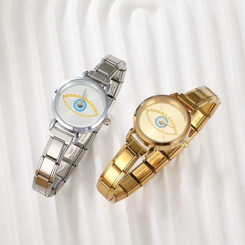 Wholesale Fashion Gold Sliver Color Round Women Watch Luxury Analog Wristwatches Reloj Mujer Girls Clock Gift（Without Box） Qme