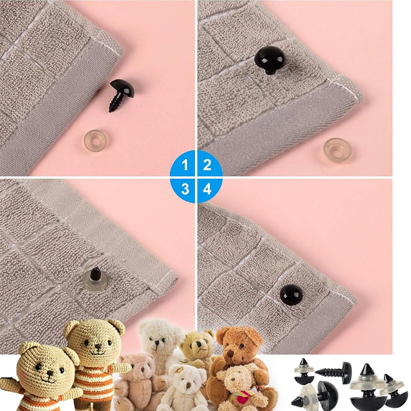 566PCS Safety Eyes and Noses Stuffed Crochet Eyes with Washers Craft Doll Eyes and Nose for Teddy Bear, Crochet Toy Jewelry DIY Qme
