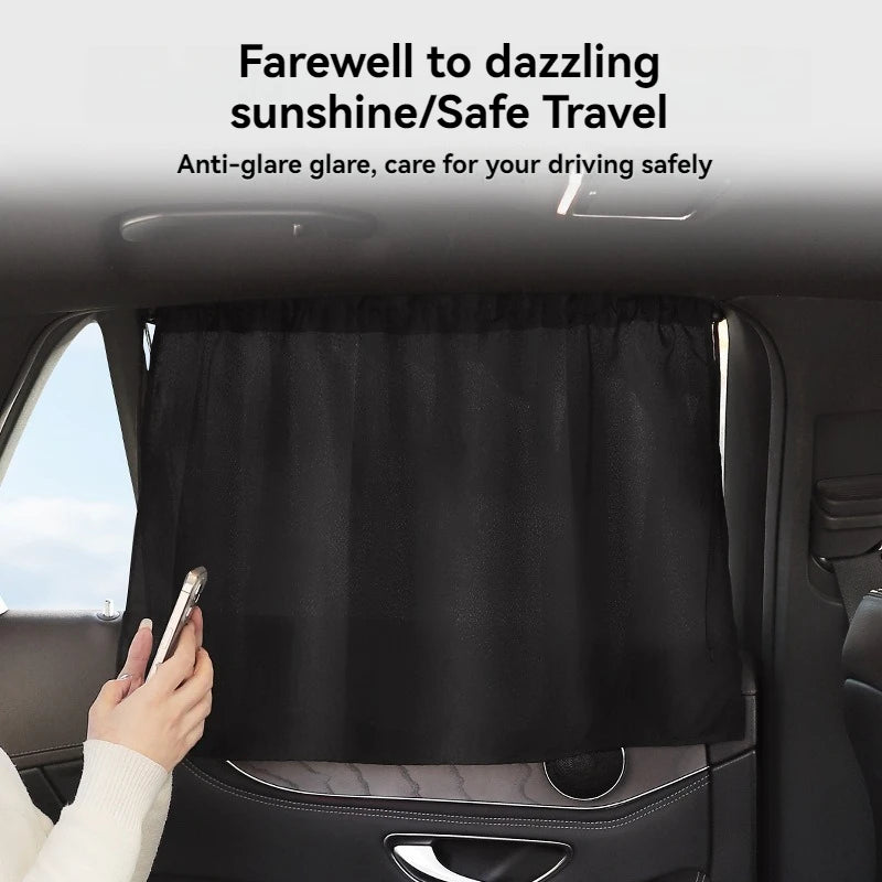 Suction Cup Curtain In The Car Window Sunshade Cover Cartoon Universal Side Window Sunshade UV Protection for Kid Baby Children Qme black