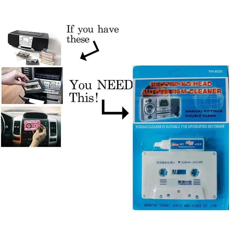 Tape Cleaner Tape Recorder Cleaning Tape Line Audio Head Tape Cassette Wet/Dry Tape Head Player Cassette Cleaner Qme