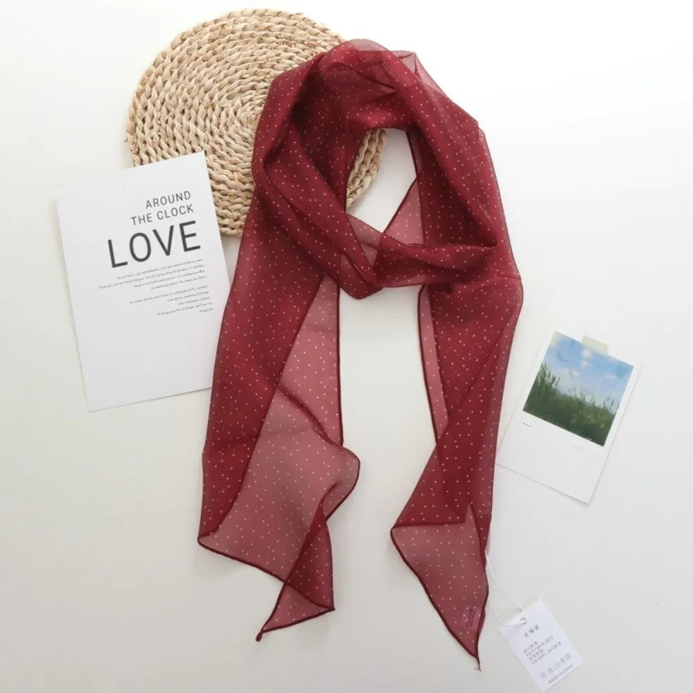 Elegant Polka Dots Long Scarf Versatile Narrow Scarves Fashionable Qme Style J