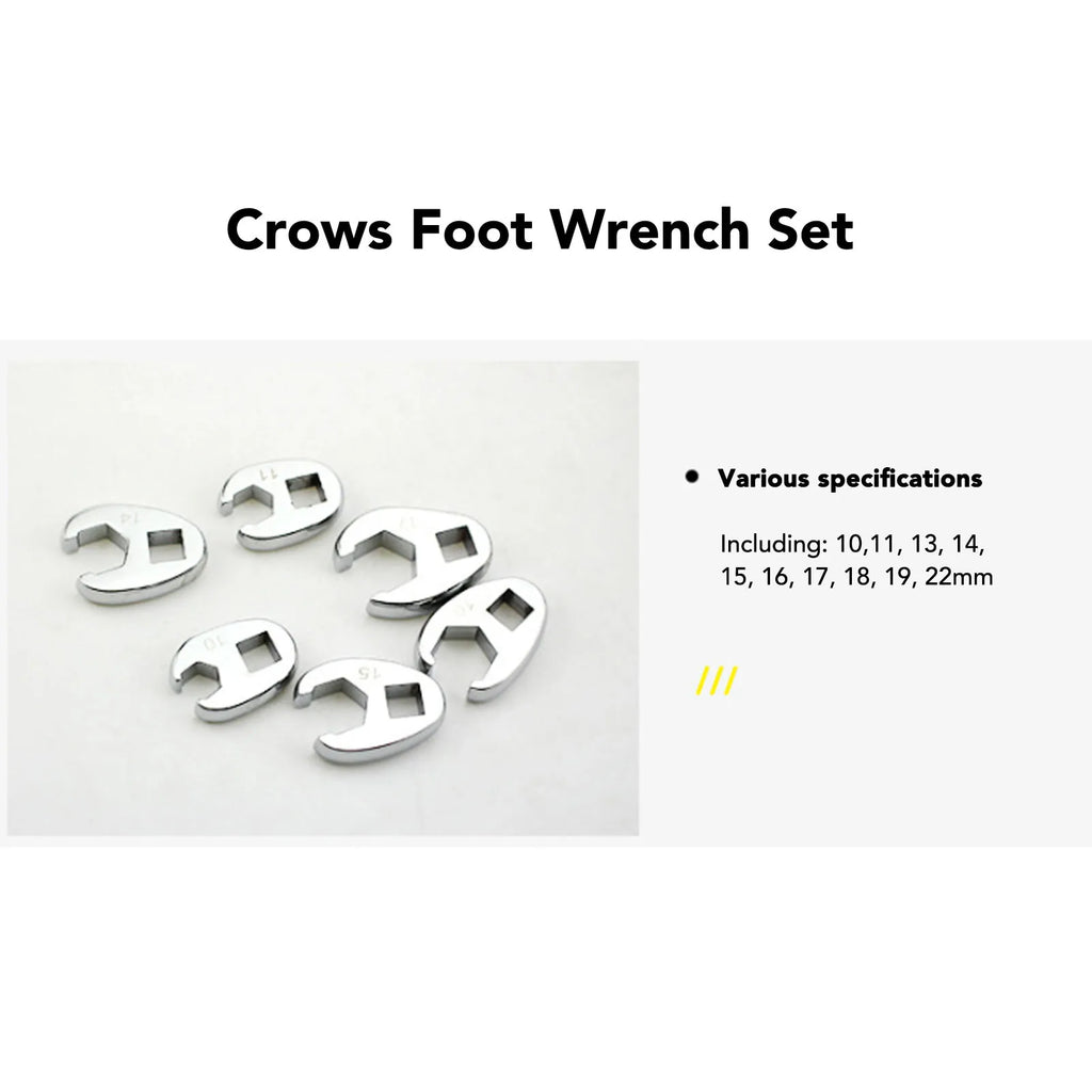 10pcs Chrome Plated Wrenches Crows Foot Wrench Set 10mm to 22mm Sizes Nut Wrench for 3/8in Drive Ratchet Qme