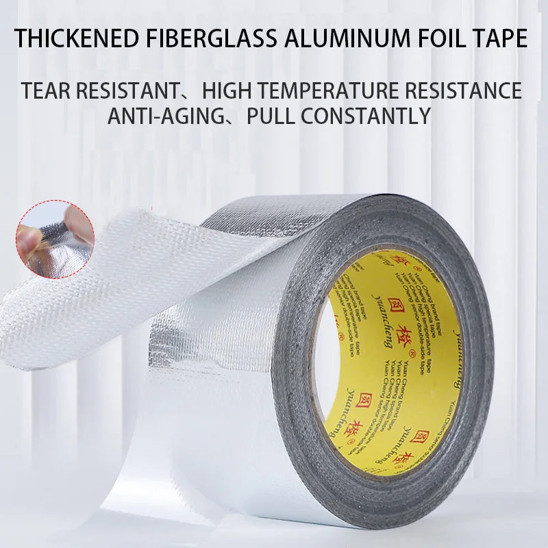 10M 20M Fiberglass Aluminum Foil Tape HVAC Heat Resistant Tape Heat Shield Thermal Barrier Adhesive Backed Heat Reflective Tape Qme