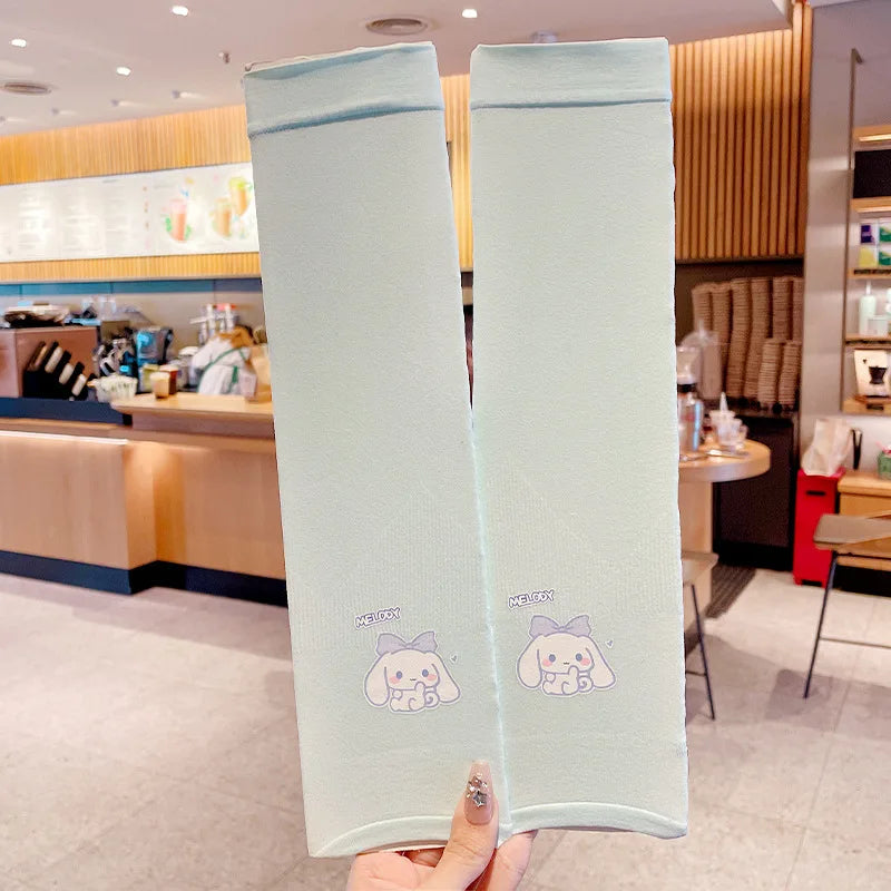 Hello Kitty Kuromi Sun Protection Arm Sleeves Breathable Cooling Arm Sleeves for Students UV-Protective Puff Sleeves Qme 1
