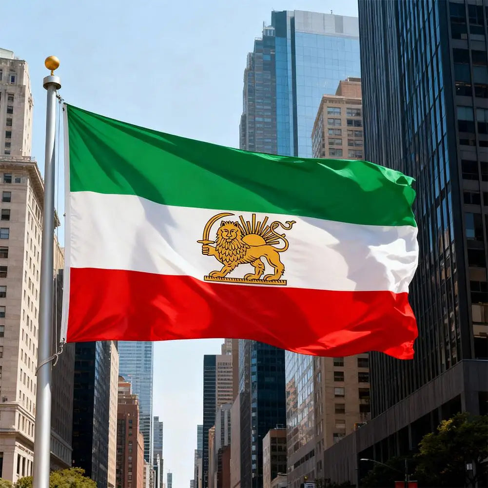 Iran Flag Lion Crown Banner Pendant Pahlavi Dynasty Sun Flag Iranian Polyester Decoration Gardening Home Outdoor Decor Qme