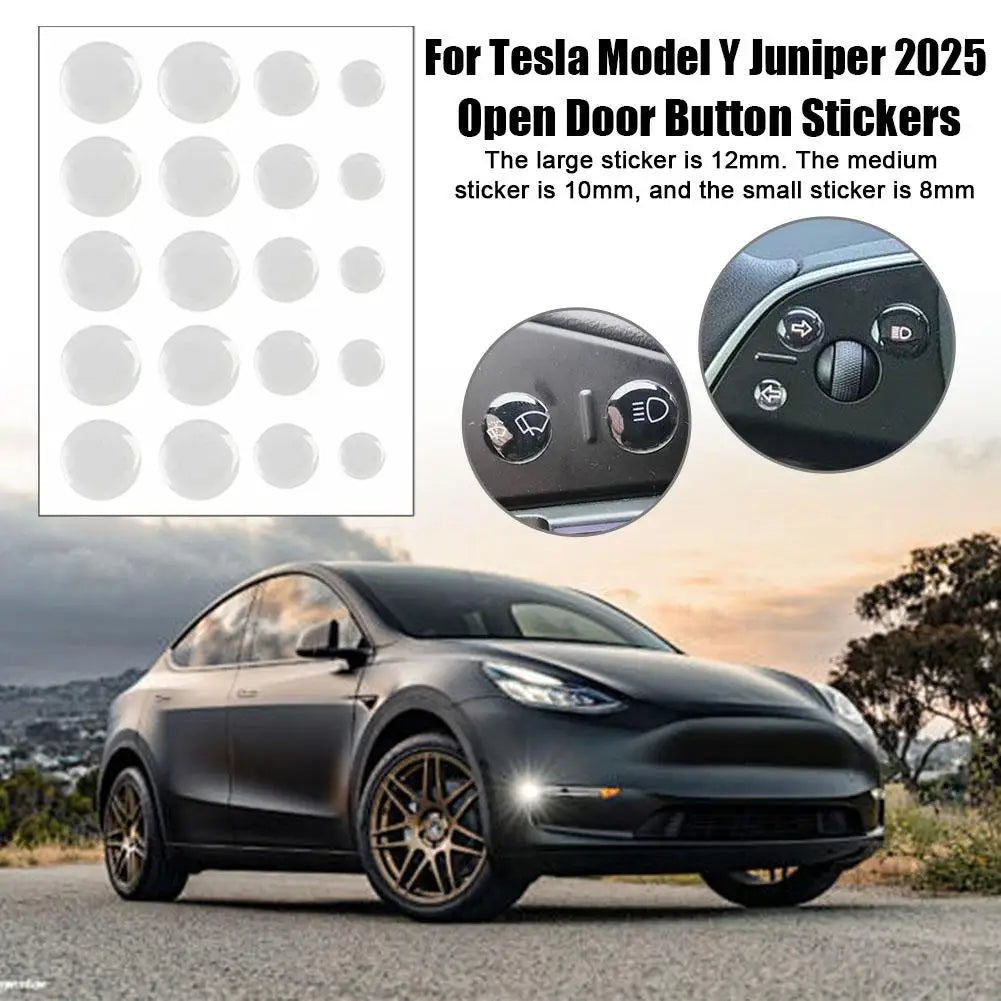 Button Sticke For Tesla Model Y Juniper 2025 Open Door Button Stickers Highland Steering Wheel Sticker Screen Protector Qme