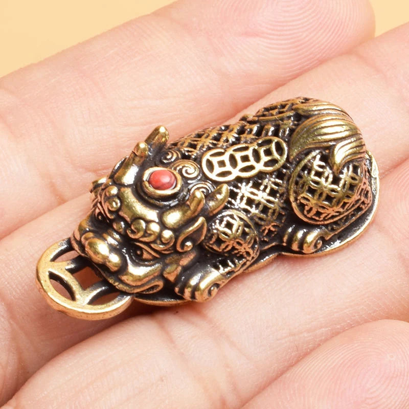 Animal Pixiu Coin Charms Pendant Statue Ornament Chinese Miniature Qme