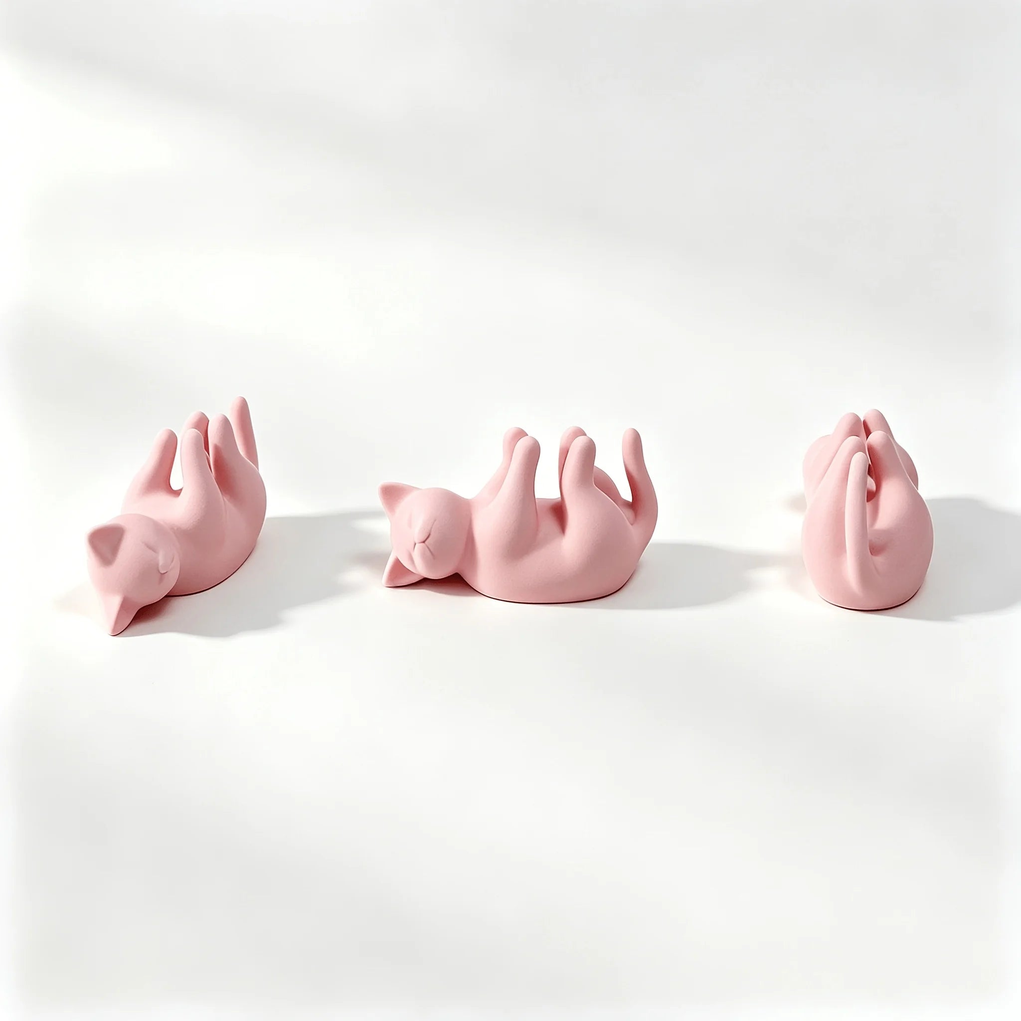 3pcs Cat Lying Down Photo Stand/Adorable Kitten-Shaped Photo Display Holder/Mini Desktop Ornament Qme pink 3pcs