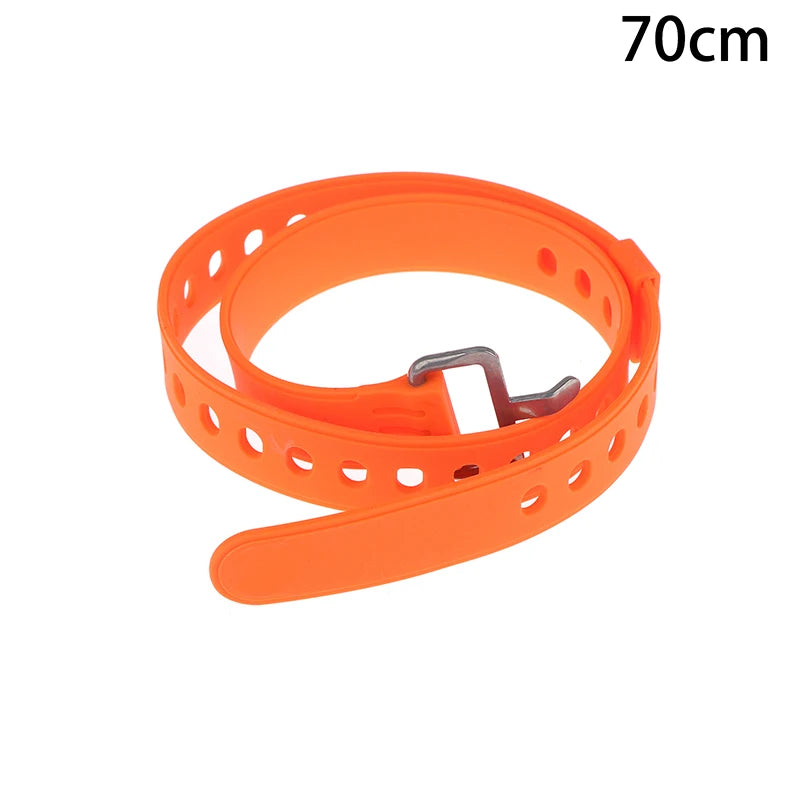 Travel Compact Tied Belt Durable Silicone Fixed Cargo Tie Down Qme 70CM Orange