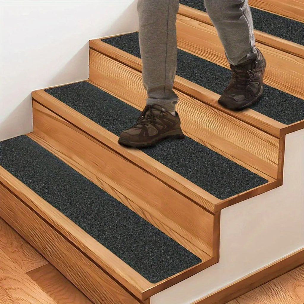 Non Slip Outdoor Stair Treads Black Pre-Cut Anti Slip Grip Tape Non Skid Heavy Duty Traction Adhesive Step Stripes Qme