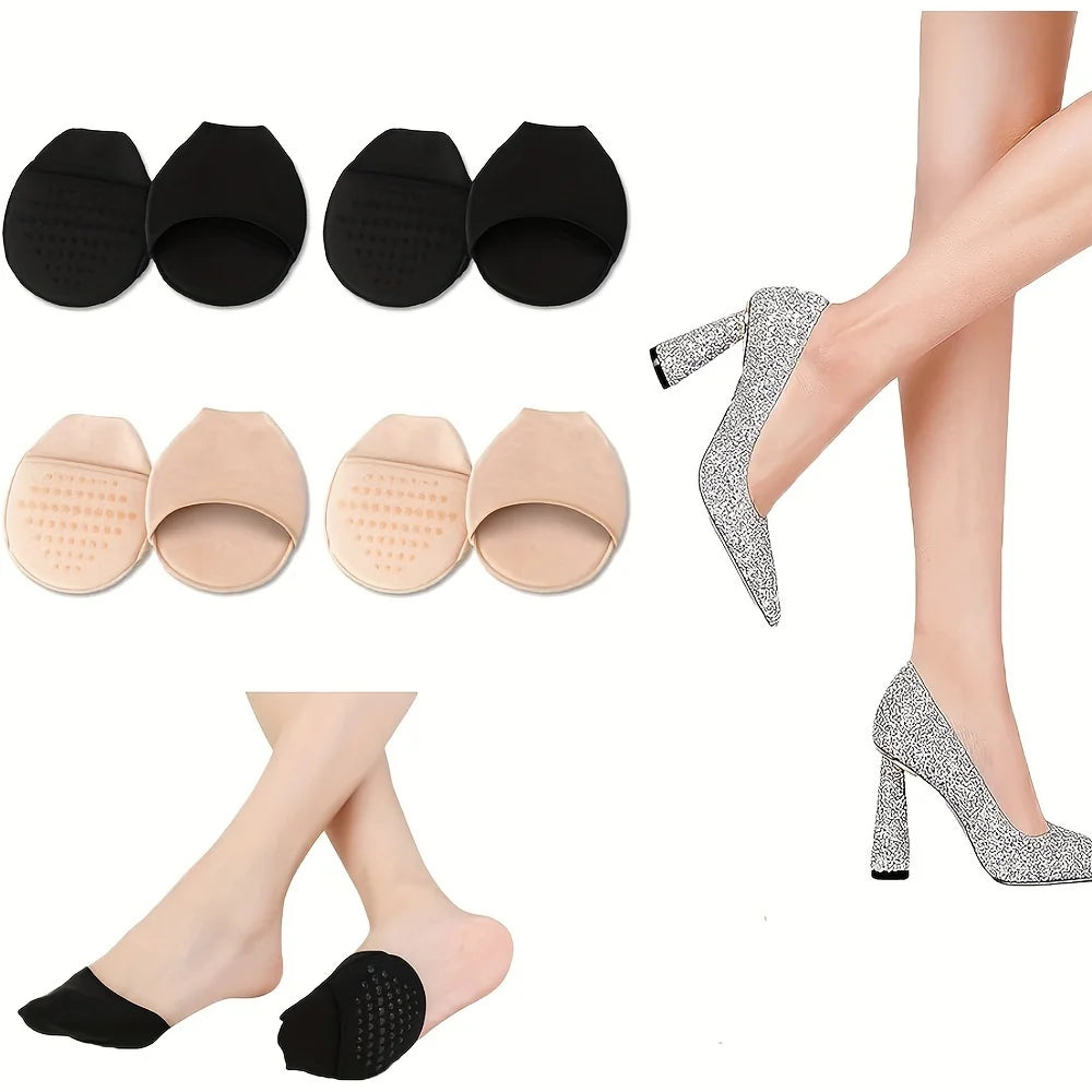 2pairs Women's Invisible Half Toe Socks, Non-Slip Forefoot Pads, Breathable Half Socks for High Heels, Anti-Wear Foot Cushions Qme