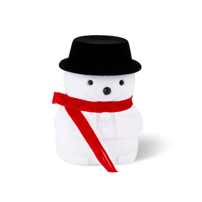 1 Piece snowman Velvet Jewelry Box Santa Claus Ring Box Jewelry Container for Earrings Display Christmas Gift Box Holder Qme snowman-black