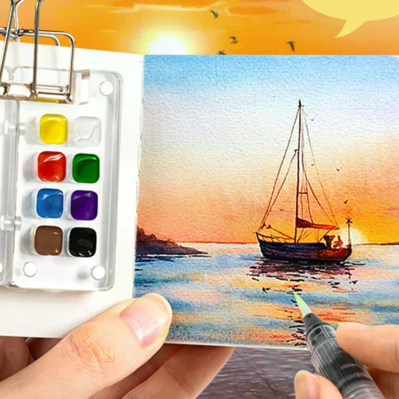 Travel Watercolour Paint Palette Mini Pocket Artist Watercolor Sets Qme