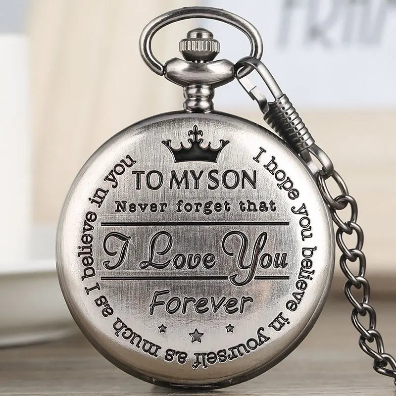 Keller Weber Engraved Pocket Watch To My Son I Love You Best Gift Quartz Pocket Watch Chain Fob Watches, Men Gift Present Qme
