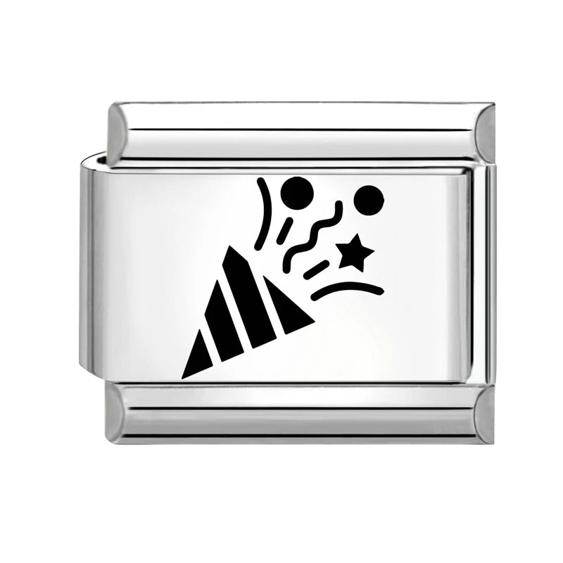 Trendy New Fashion English Words Happy Birthday Big Cake Charm Italian Links Fit 9mm Stainless Steel Bracelet DIY Making Jewelry Qme Style 12