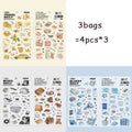 Exquisite Afternoon Tea Dessert Flat Stickers, Notebook Decoration Stickers for Junk Journals, Photo Frames & Albums Qme 3 bags-B