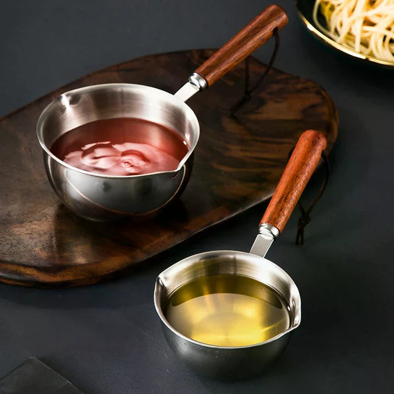 Stainless Steel Oil Pan 150ML 300ML Small Pot Cooking Butter Melting Pot Chocolate Kitchen Cookware Cooking Tools Qme