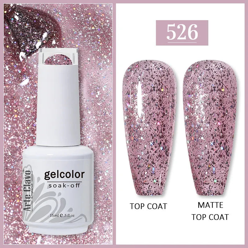 Arte Clavo 99Colors Gel Nail Polish Purple Glitter Sequins Manicure