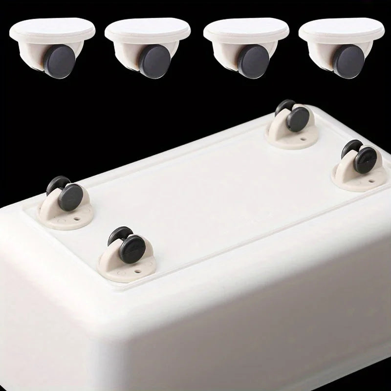 4pcs Self-Adhesive Wheels, Mini Fixed Wheels, Adhesive Plastic Universal Wheels, Rollers, Ball Transfer Bearing Wheels, Qme white