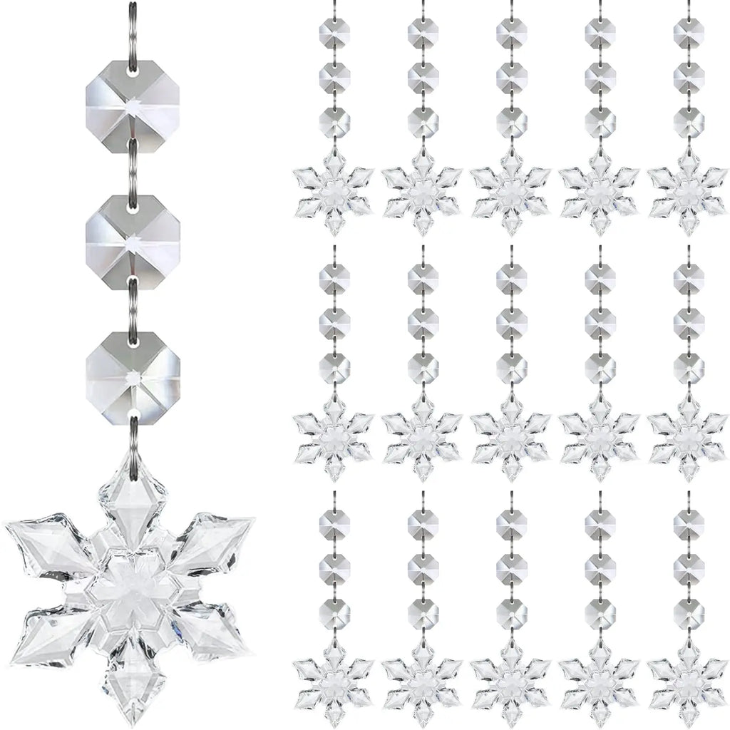 10/20/30PCS Snowflake Crystal Christmas Ornaments for Christmas Tree Decorations, Hanging Clear Acrylic Snowflake Ornaments Qme