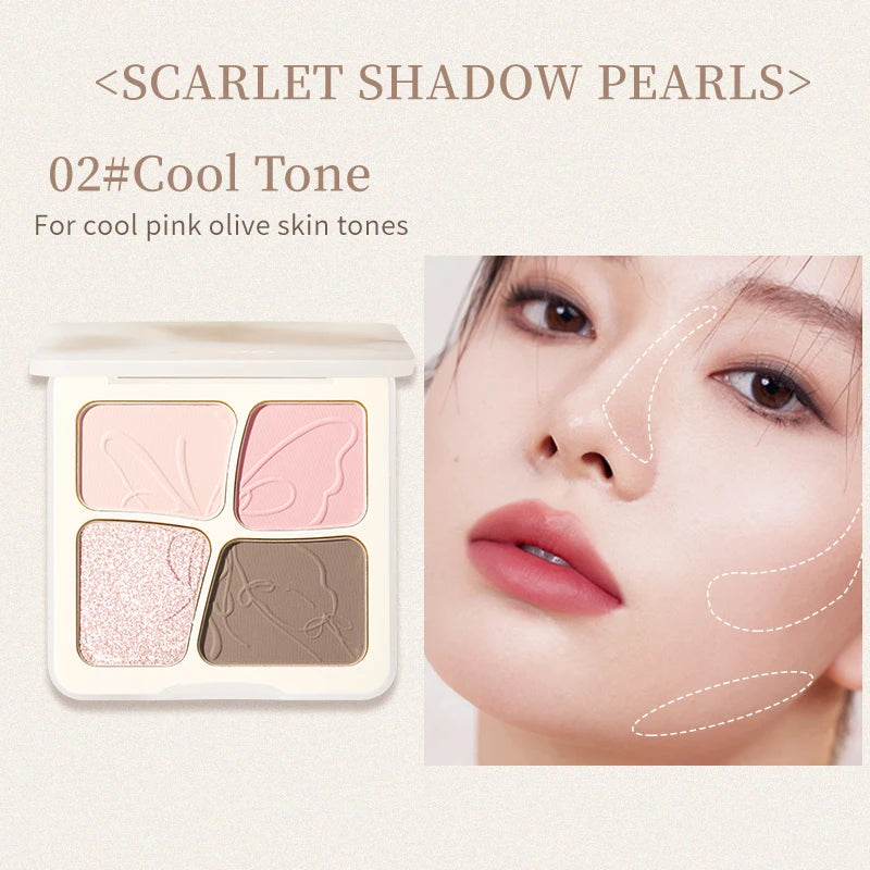 Contour Highlighter Palette, Long-Lasting And Durable, No Clumping, Easy To Mix, Natural And Soft Contours, Facial Shaping Qme 02