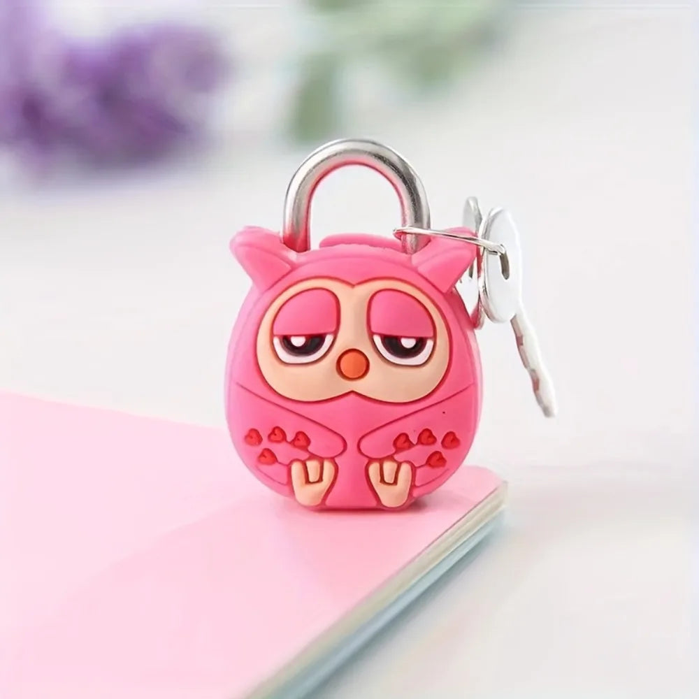 3/4pcs Mini Padlock Safety Lock With Key, Cute Cartoon Doll, Animal Padlock, Children's Gift Qme