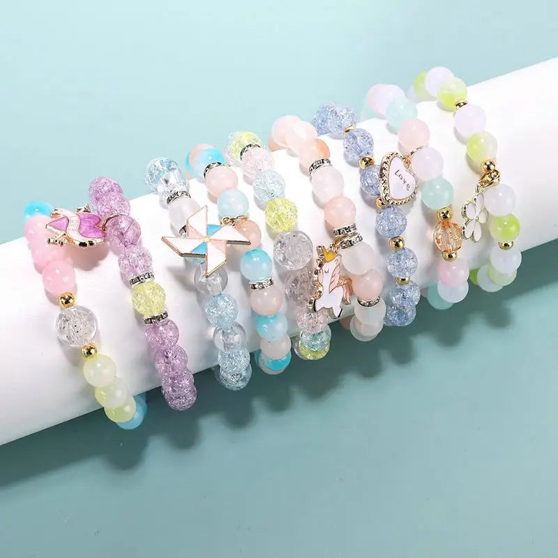 DIY Jewelry Making Kit with Glass and Acrylic Beads Cute & Lovely Bracelet and Necklace Crafts Birthday Craft Gift for Girls Qme