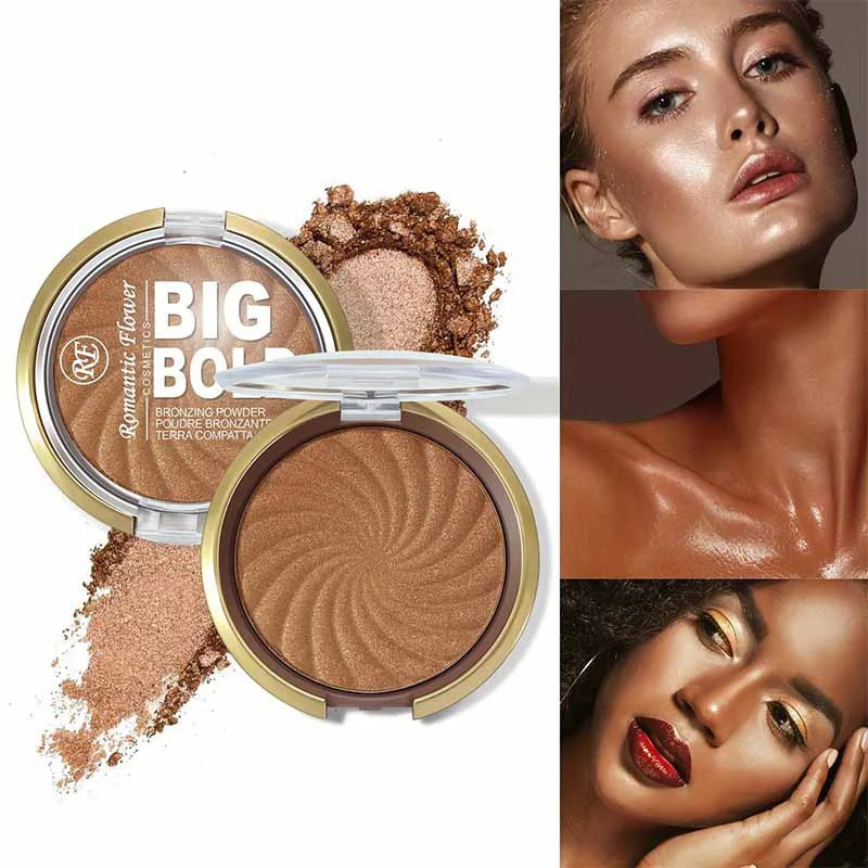3-color Powder Brightens Face Bronze Pressed Waterproof Gloss Makeup Qme